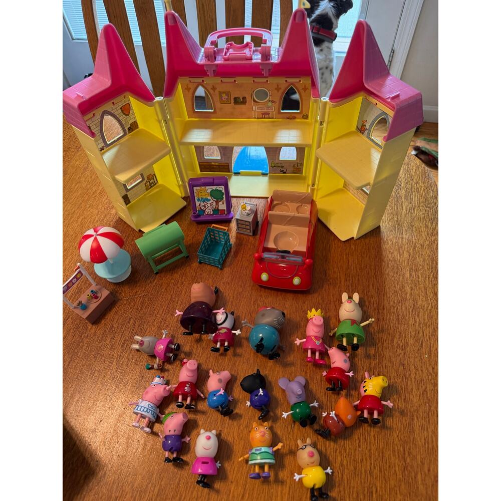 Peppa Pig Toy Lot - Princess Castle Playset, Red Car, Figures, & Accessories